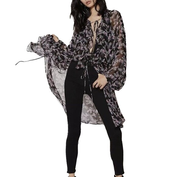 Victoria's Secret Other - Victoria's Secret West Side Floral Chiffon Kimono Duster Robe Size XS/S - NWT
